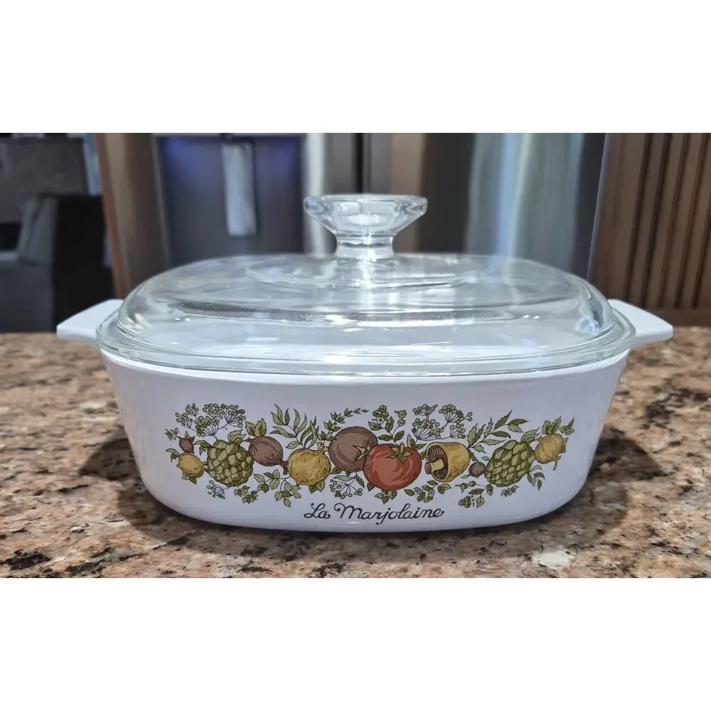 Vintage Corning Ware 2QT Casserole Dish Spice of Life L'Echalote A-2-B w/Lid USA